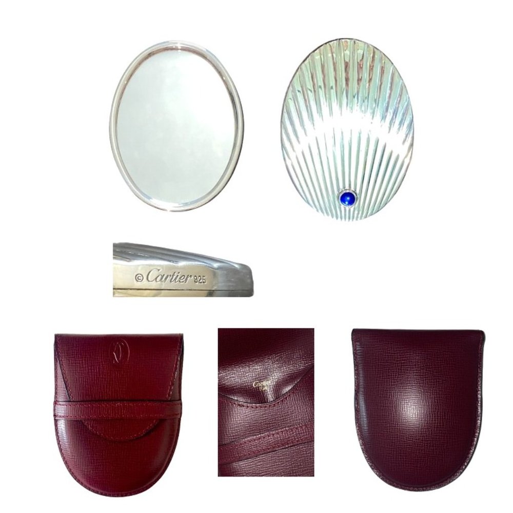CARTIERVINTAGE CARTIER STERLING SILVER HAND MIRROR W CASE